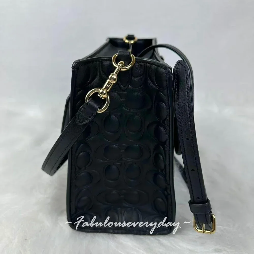 Coach Maggie Small Tote Bag In Signature Leather in Black CY670